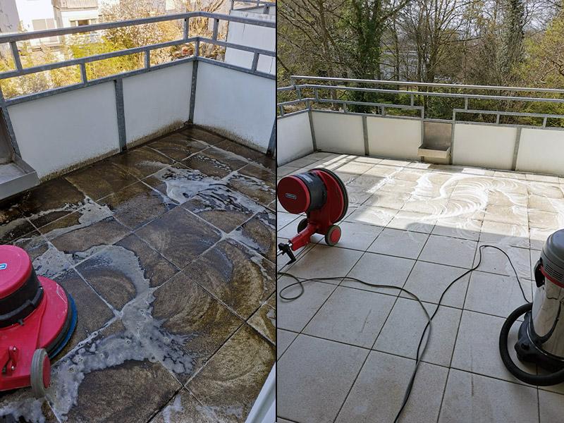Terrasse vor und nach der Reinigung