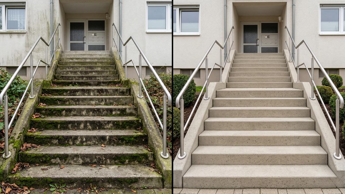 Treppen vorher und nachher